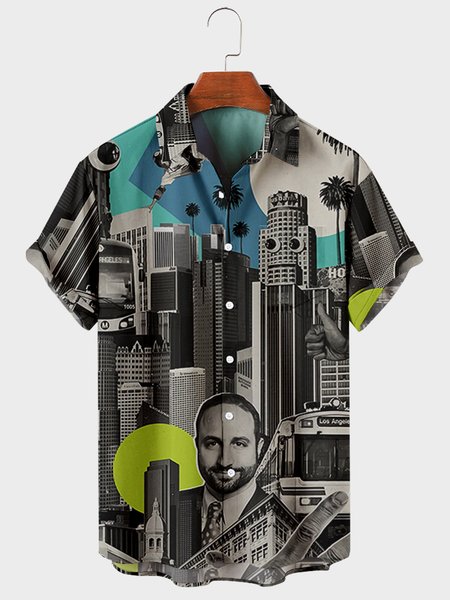 

Party Short Sleeve Shirts & Tops, Blue, Men's Floral shirt
