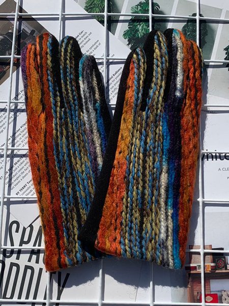 

Colorful Abstract Printed Warm Gloves, Blue, Women Gloves