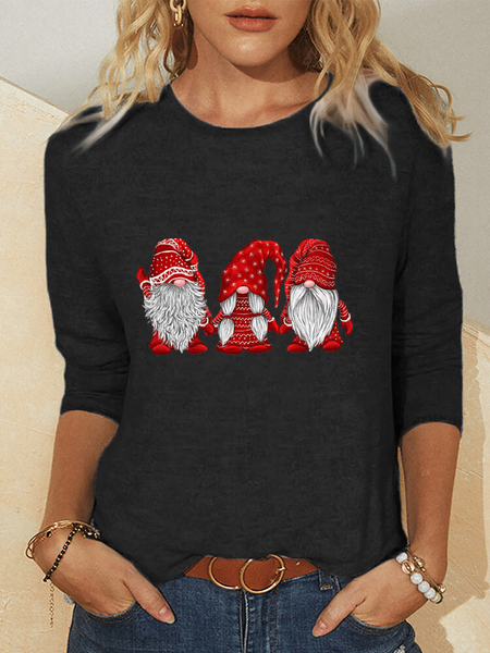 

taglia grande Casuale Natale Top, Nero, T-Shirts