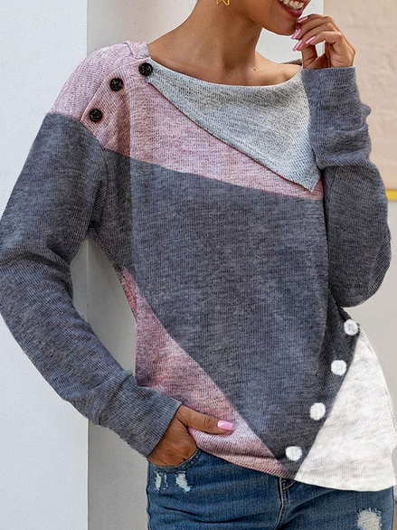 

Casual Geometric Turtle Neck Shirts & Tops, Multicolor, Tops
