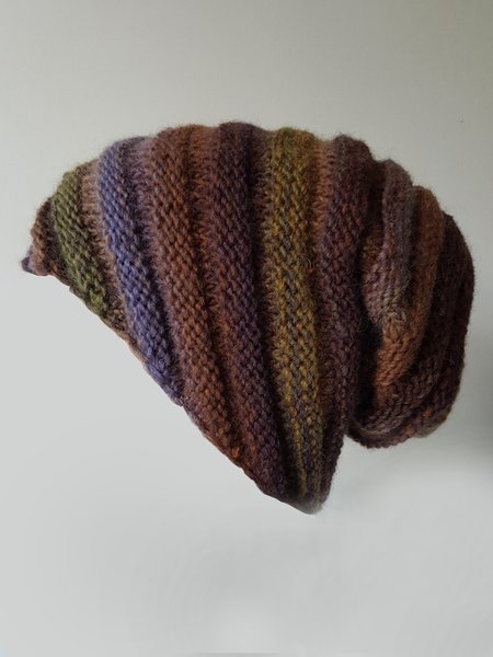 

Warm Knitted Hat with Rainbow Stripes, As picture, Women Hats