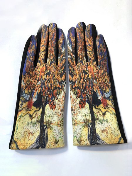 

Abstract Oil Painting Print Warm Gloves, As picture, Scarves&Gloves