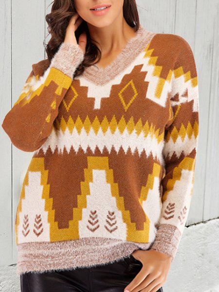 

Geometric Regular Fit Ethnic Sweater, Multicolor, Sweaters