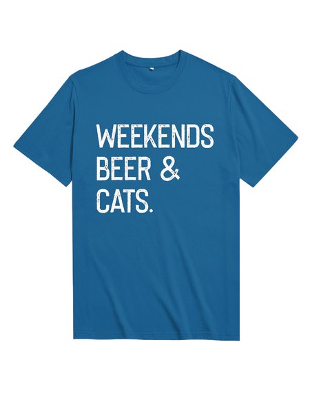 

Unocis Letter Printed Crew Neck Short Sleeve T-Shirt, Blue, T-shirts