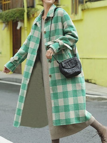 

Lapel Regular Fit Vacation Outerwear, Green, Coats