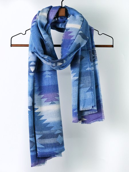 

Retro Geometric Rhombus Fringe Scarf, Blue purple, Scarves&Gloves