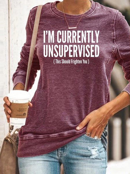 

I'm Currently Unsupervised Sweatshirt, Red, Hoodies&Sweatshirts