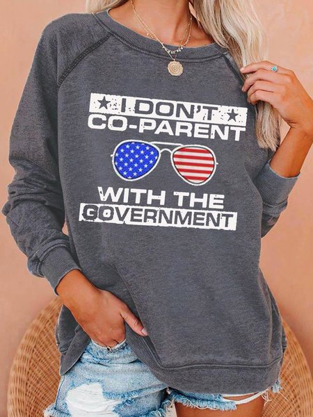 

I Don't Co-Parent With The Government Women's Crew Neck Sweatshirt, Gray, Hoodies&Sweatshirts