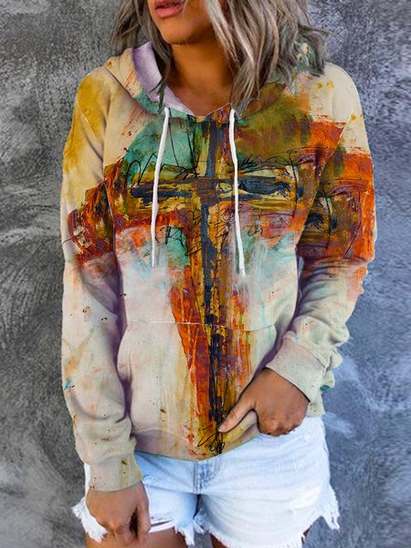 

Cross Christ Hooded Casual Sweatshirts, As picture, Hoodies&Sweatshirts