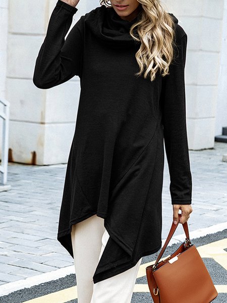 

Irregular Craftsmanship Regular Fit Elegant Shirts & Tops, Black, Tunics