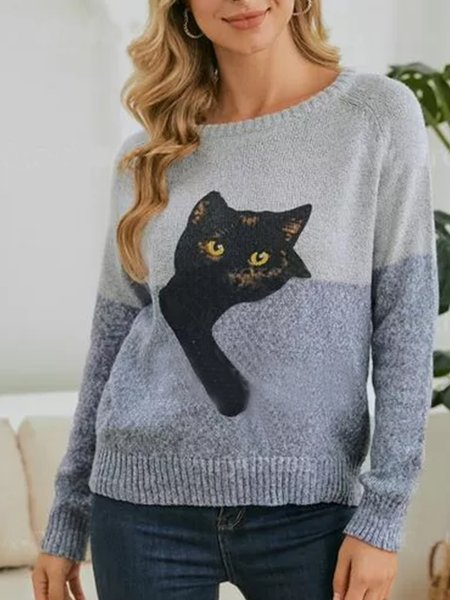 

Christmas Snowman Scoop Neckline Loosen Sweater, Multicolor, Sweaters & Cardigans