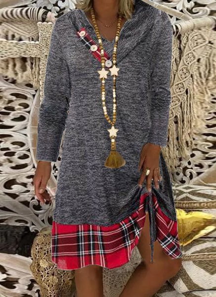 

Loosen Casual V Neck Dresses, Gray, Mini Dresses