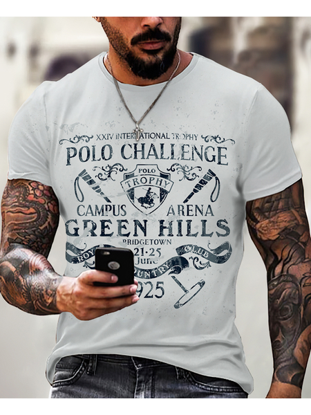 

Crew Neck Short Sleeve T-shirt, As picture, Men's t-shirts