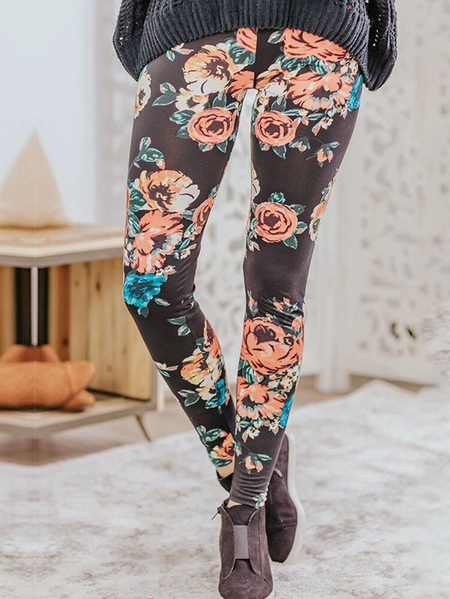 

Floral Cotton Vintage Pants, Blue, Leggings