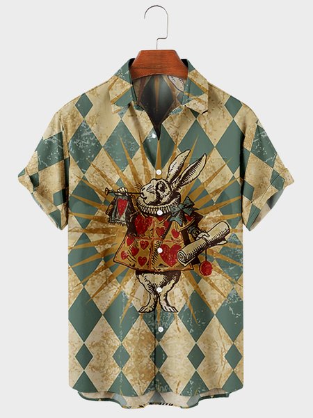 

Vintage Shirt Collar Shirts & Tops, Deep apricot, Men's Floral shirt