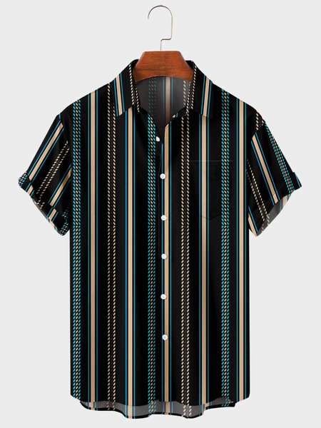 

Short Sleeve Shirt Collar Street Shirts & Tops, Black, Men's Floral shirt