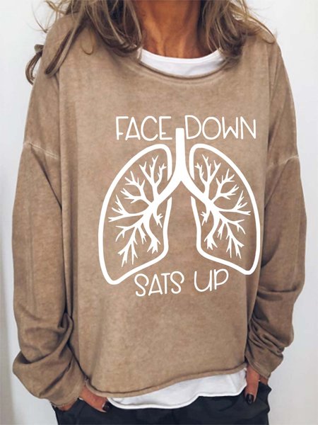 Face Down Sats Up Casual Sweatshirts, Light brown, Hoodies&Sweatshirts