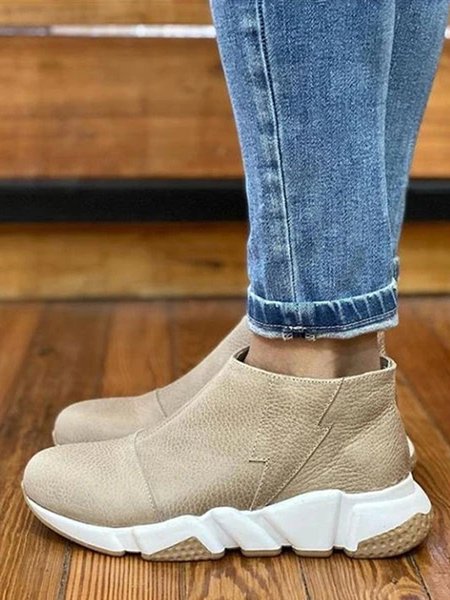 

Casual Plain Zipper Sneakers, Off white, Athletic & Casual Shoes