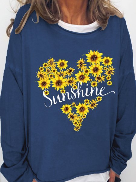 

Sunshine Floral Casual Sweatshirt, Deep blue, Hoodies&Sweatshirts