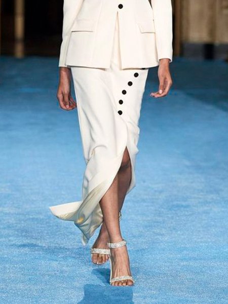 

Lady Vintage Elegant Simple Skirts, White, Maxi Skirts