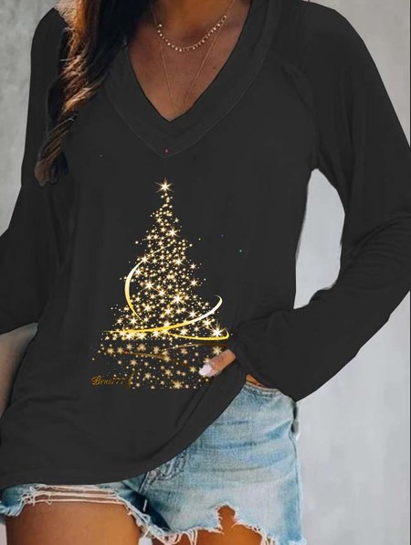 

Christmas Snowman Casual Shirts & Tops, Black, T-Shirts