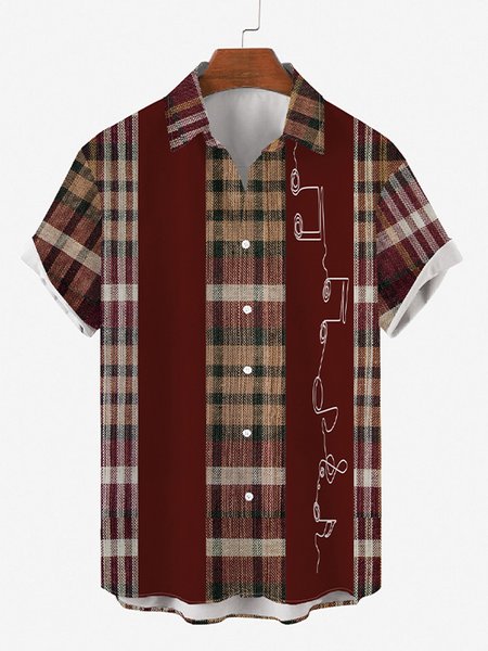 

Plaid Shirt Collar Vintage Shirts & Tops, As picture, Shirts