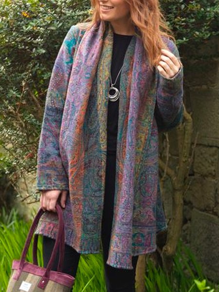 

Lapel Casual Outerwear, Purple, Outerwear