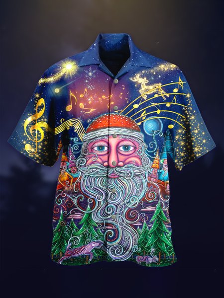 

Vacation Short Sleeve Shirt Collar Shirts & Tops, As picture, Men's Floral shirt