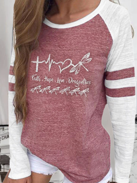

Casual Letter Loosen Shirts & Tops, Pink, Tops