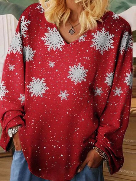 

Casual Loosen Christmas Shirts & Tops, Red, Tees & T-shirts