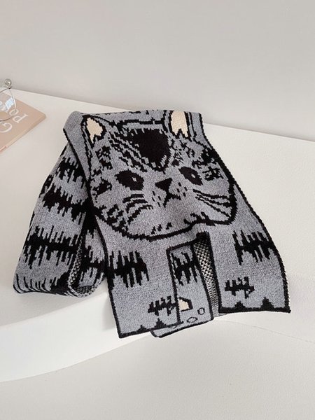 

Cat Knitted Scarf, As picture, Women Scarves & Shawls