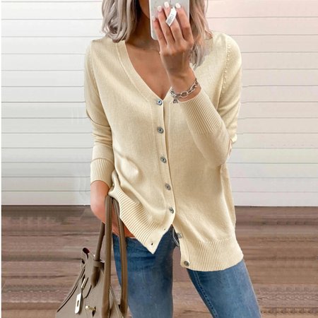 

Cozy Casual Outerwear, Beige, Sweaters&Cardigans