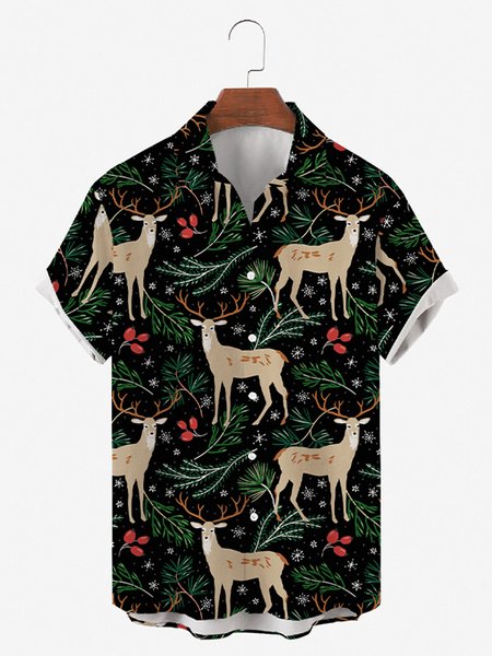 

Short Sleeve Casual Shirt Collar Shirts & Tops, As picture, Men's Floral shirt