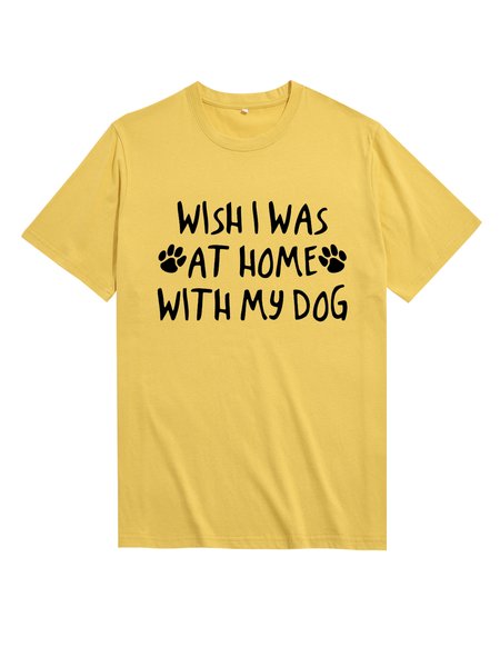 

Unocis Letter Printed Crew Neck Short Sleeve T-Shirt, Yellow, T-shirts