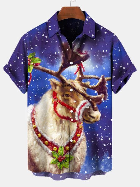 

Shirt Collar Animal Outdoor Shirts & Tops, As picture, Men's Floral shirt
