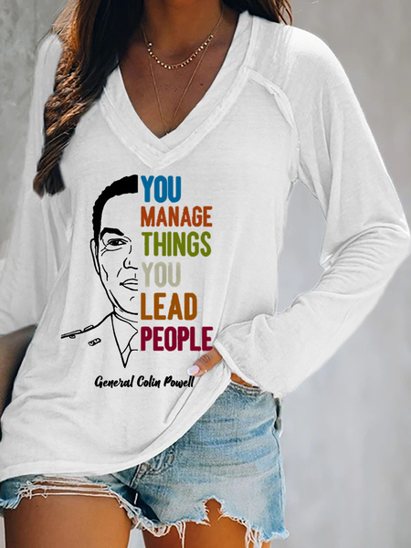 

Colin Powell You Manage Things You Lead People Shirts & Tops, Black-white, T-Shirts