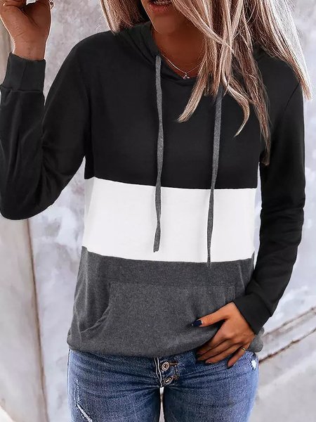 

Color Block Casual Cotton Blends Sweatshirt, As picture, Hoodies & Sweatshirts
