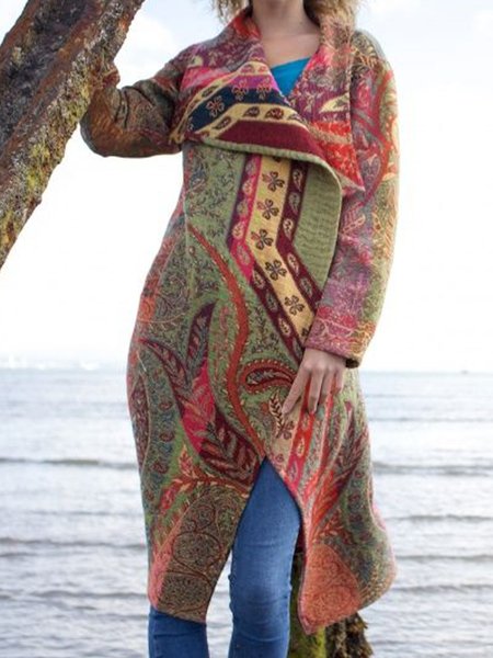 

Tribal Loosen Outerwear, Red brown, Outerwear