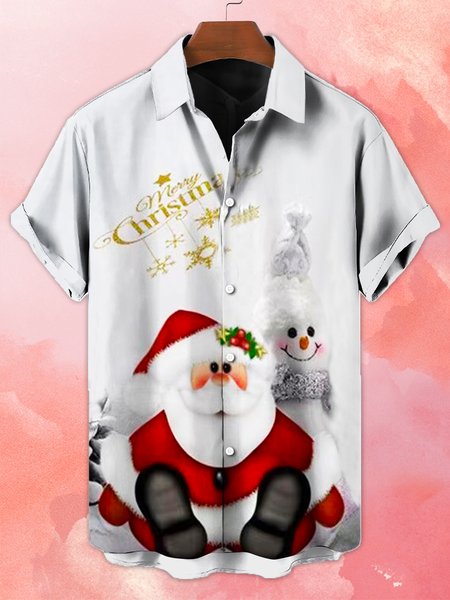 

Party Short Sleeve Santa Claus Shirts & Tops, Gray, Men's Floral shirt