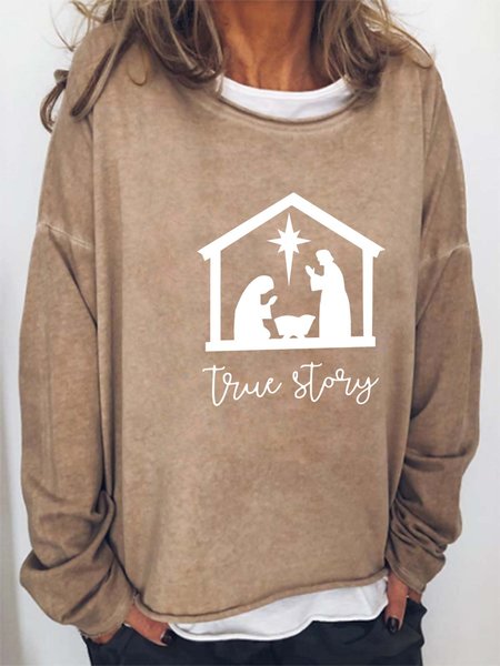 

True Story Cotton Blends Sweatshirt, Light brown, Hoodies&Sweatshirts