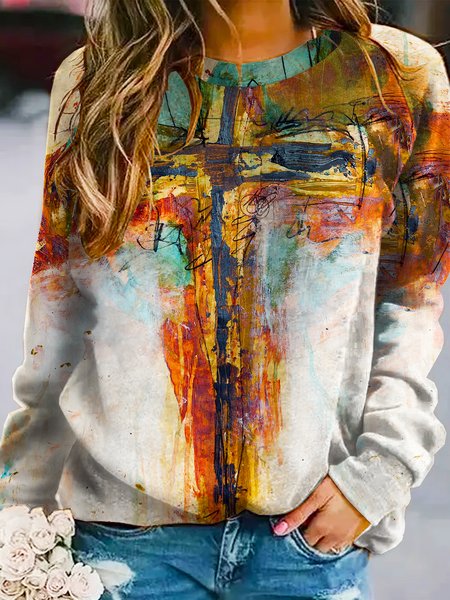 

Christ Cross Regular Fit Sweatshirt, As picture, Hoodies&Sweatshirts