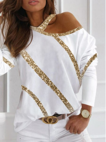 

Casual Crew Neck Shirts & Tops, Champagne, Tops