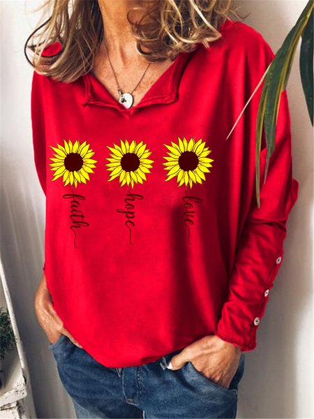 

Faith Hope Love Sunflowers V Neck Sweatshirts, Red, Hoodies&Sweatshirts