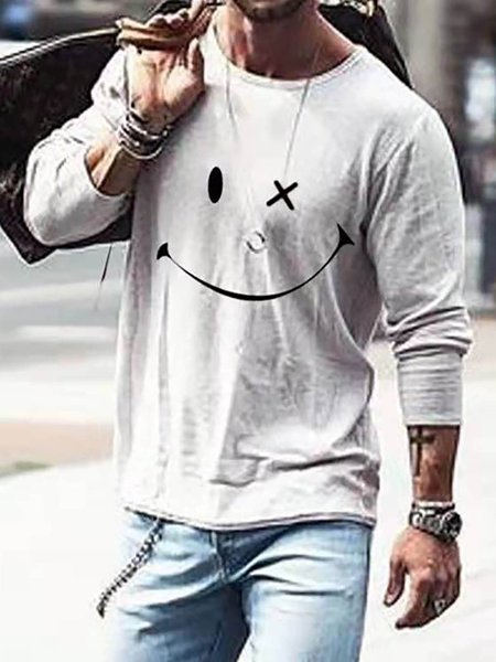 Funny Graphic Long Sleeve Casual Tee, As picture, T-shirts