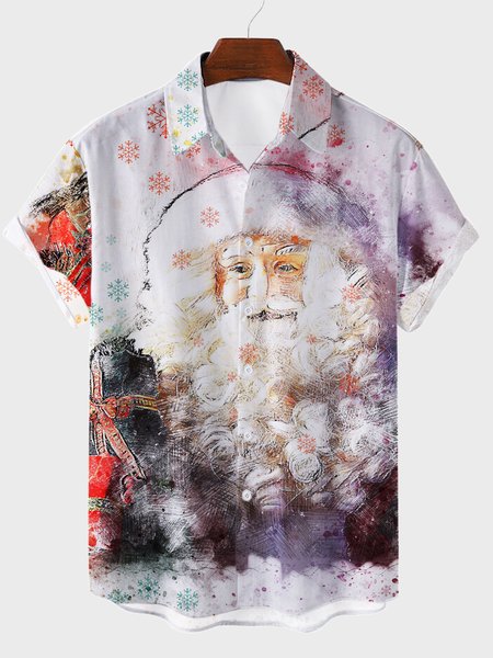 

Xmas Vintage Vintage Shirt Collar Cotton Blends Shirts, As picture, Shirts