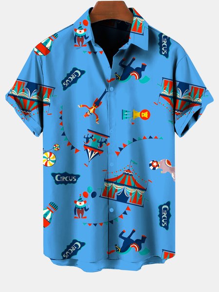 

Printed Short Sleeve Shirt Collar Shirts & Tops, As picture, Men's Floral shirt