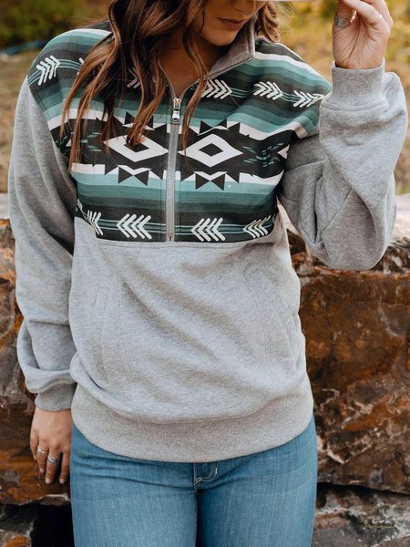 

Loosen Vintage Cotton Lapel Sweatshirt, Gray, Hoodies & Sweatshirts