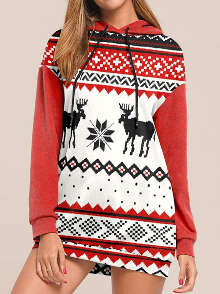 

Christmas Hooded Simple Loosen Sweatshirt, Red, Sweatshirts & Hoodies