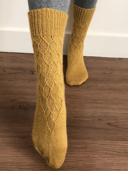 

Diamond Pattern Thermal Socks, As picture, Socks