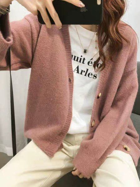 

Vintage Casual Plain Sweater, Pink, Sweaters